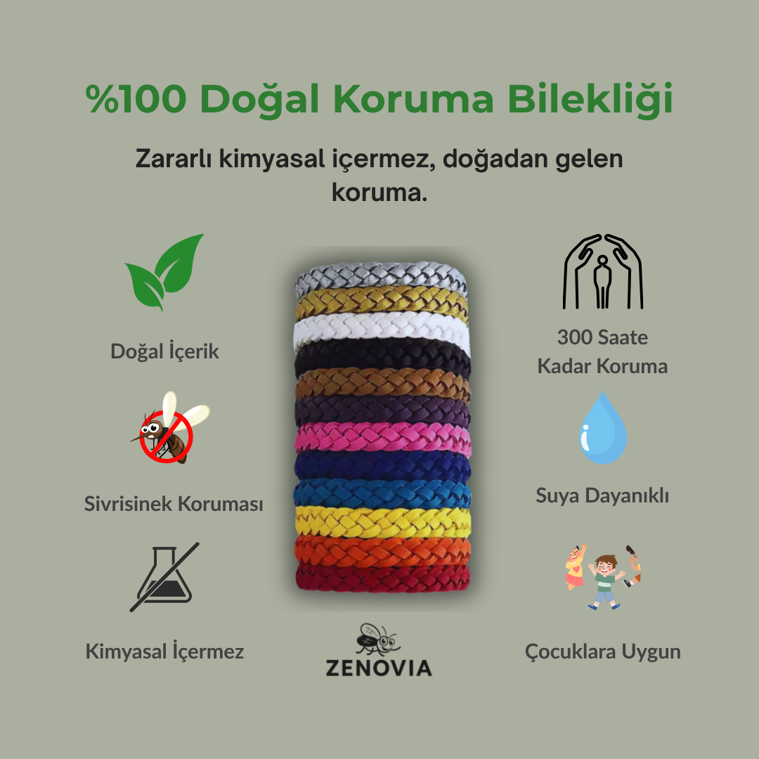 Zenovia™ Doğal Sivrisinek Kovucu Bileklik – 300 Saat Koruma