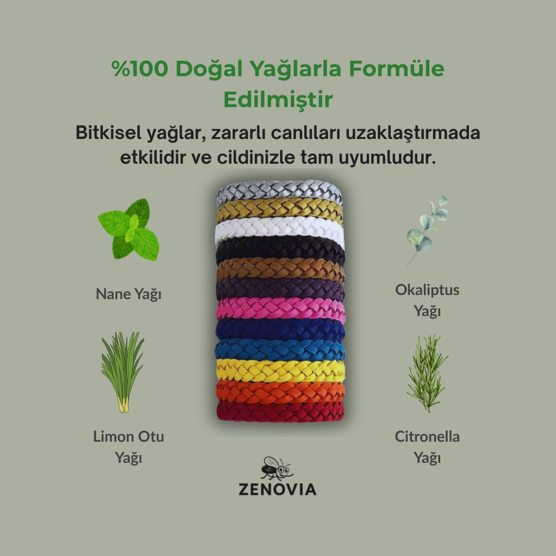 Zenovia™ Doğal Sivrisinek Kovucu Bileklik – 300 Saat Koruma
